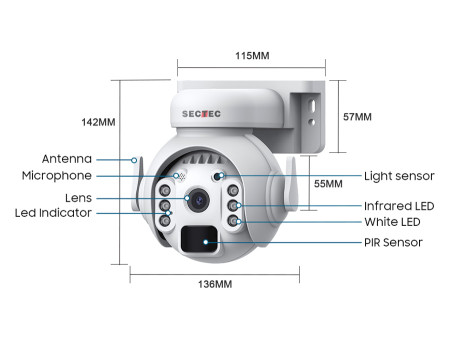 SECTEC smart ηλιακή κάμερα ST-515C-3M-5W, 3MP, WiFi, SD, PTZ, IP65