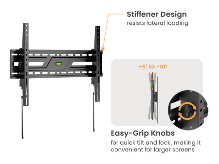 POWERTECH επιτοίχια βάση PT-1370 για τηλεόραση 37-86", έως 75kg, ρυθμιζόμενη κλίση