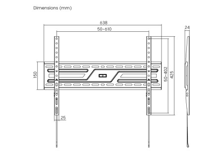 POWERTECH επιτοίχια βάση PT-1371 για τηλεόραση 37-86", έως 75kg, fixed