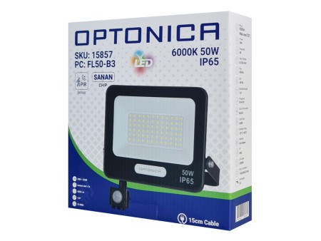 OPTONICA LED προβολέας 15857 με αισθητήρα κίνησης, 50W, 6000K, IP65