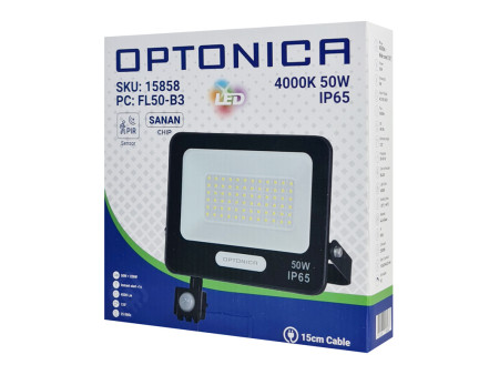 OPTONICA LED προβολέας 15858 με αισθητήρα κίνησης, 50W, 4000K, IP65