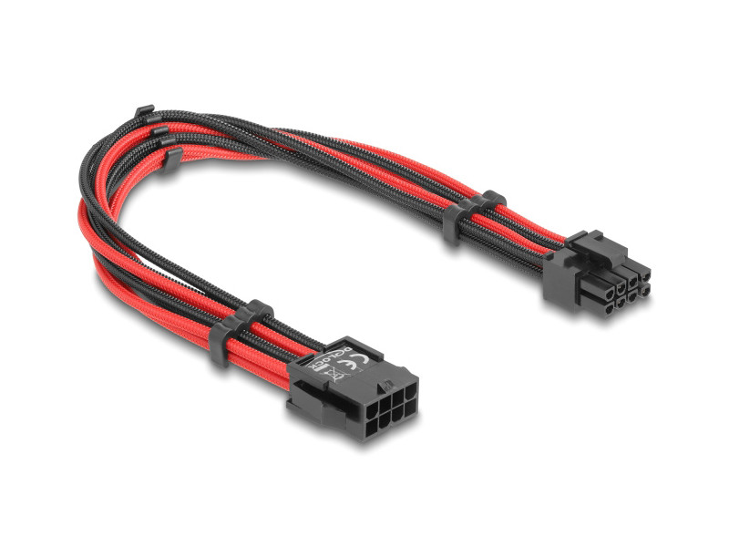 DELOCK καλώδιο 8 pin σε 6+2 pin PCIe 80975 με υφασμάτινη επένδυση, 30cm