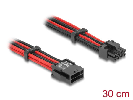 DELOCK καλώδιο 8 pin σε 6+2 pin PCIe 80975 με υφασμάτινη επένδυση, 30cm