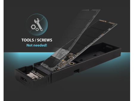 SILICON POWER θήκη για M.2 PCIe NVMe/SATA SSD PD60, tool free, 10Gbps, μαύρη