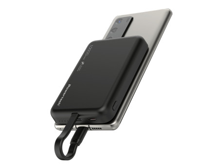 POWERTECH power bank PT-1376 με καλώδιο, 10000mah, magnetic wireless, 20W, μαύρο