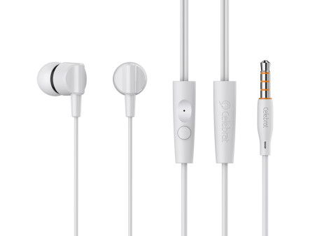 CELEBRAT earphones με μικρόφωνο G35, 3.5mm σύνδεση, 10mm, 1.2m, λευκά