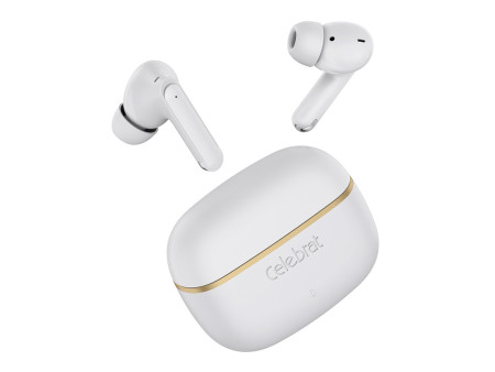 CELEBRAT earphones με θήκη φόρτισης WD03, True Wireless, 13mm, 30/300mAh, λευκά