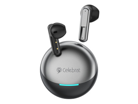 CELEBRAT earphones με θήκη φόρτισης W61, True Wireless, 13mm, 25/200mAh, μαύρα