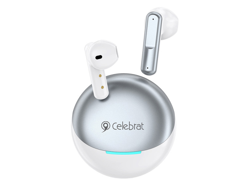 CELEBRAT earphones με θήκη φόρτισης W61, True Wireless, 13mm, 25/200mAh, λευκά