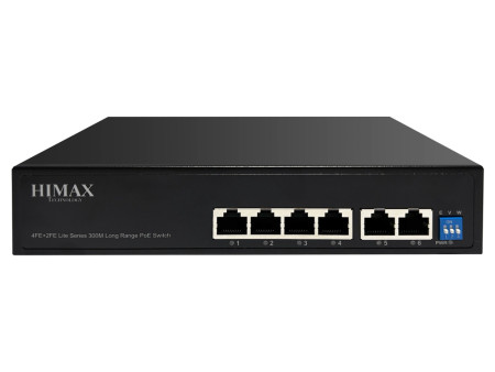 HIMAX PoE switch PS1402E-L, 4x Ethernet PoE & 2x Ethernet θύρες, έως 100Mbps