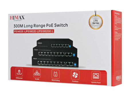 HIMAX PoE switch PS1402E-L, 4x Ethernet PoE & 2x Ethernet θύρες, έως 100Mbps