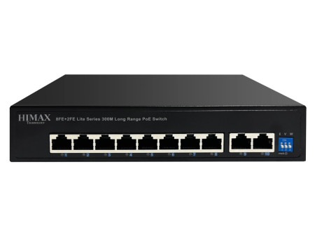 HIMAX PoE switch PS1802E-L, 8x Ethernet PoE & 2x Ethernet θύρες, έως 100Mbps