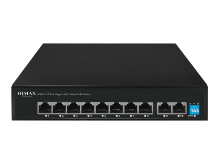 HIMAX PoE switch PS1802G, 8x Ethernet PoE & 2x Ethernet θύρες, έως 1000Mbps