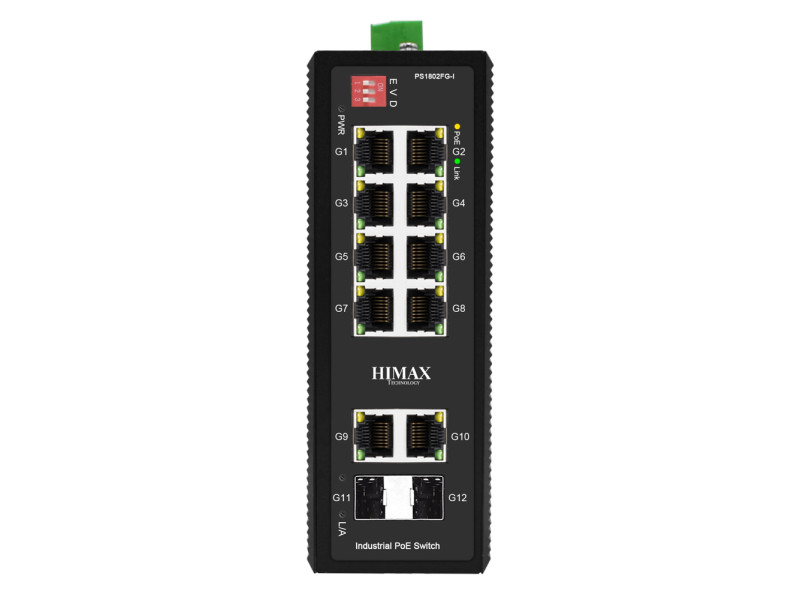 HIMAX industrial PoE switch PS1802FG-I, 8x GE PoE/2x GE/2x GF SFP θύρες, έως 1000Mbps