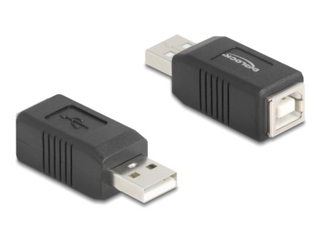 DELOCK αντάπτορας USB σε USB Type B 67202, 480Mbps, μαύρος