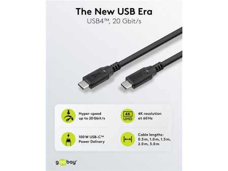 GOOBAY καλώδιο USB-C 74196, USB4, 100W, 20Gbps, 4K/60Hz, 1.5m, μαύρο