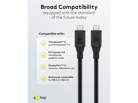 GOOBAY καλώδιο USB-C 74196, USB4, 100W, 20Gbps, 4K/60Hz, 1.5m, μαύρο