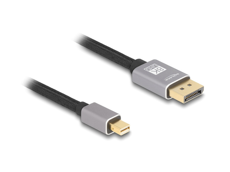 DELOCK καλώδιο mini DisplayPort σε DisplayPort 81091, 8K/60Hz, 32.4 Gbps, 1m, μαύρο