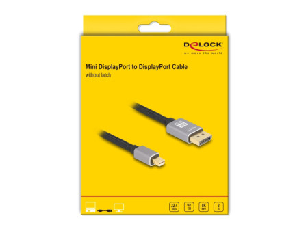 DELOCK καλώδιο mini DisplayPort σε DisplayPort 81092, 8K/60Hz, 32.4 Gbps, 2m, μαύρο