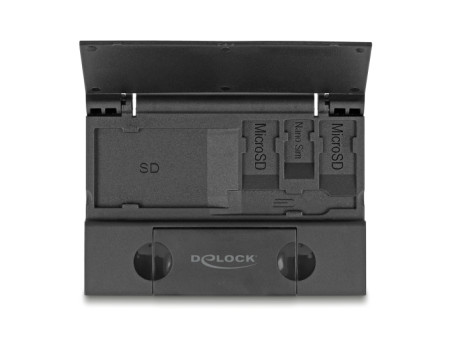 DELOCK card reader 91014 για SD & micro SD, με θήκη, USB/USB-C, 5Gbps, μαύρο