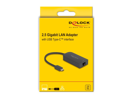 DELOCK αντάπτορας δικτύου 66046, USB-C, 2.5Gbps Ethernet, μαύρος