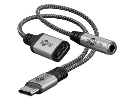 GOOBAY αντάπτορας USB-C σε 3.5mm & USB-C 74524, 60W, 480Mbps, γκρι