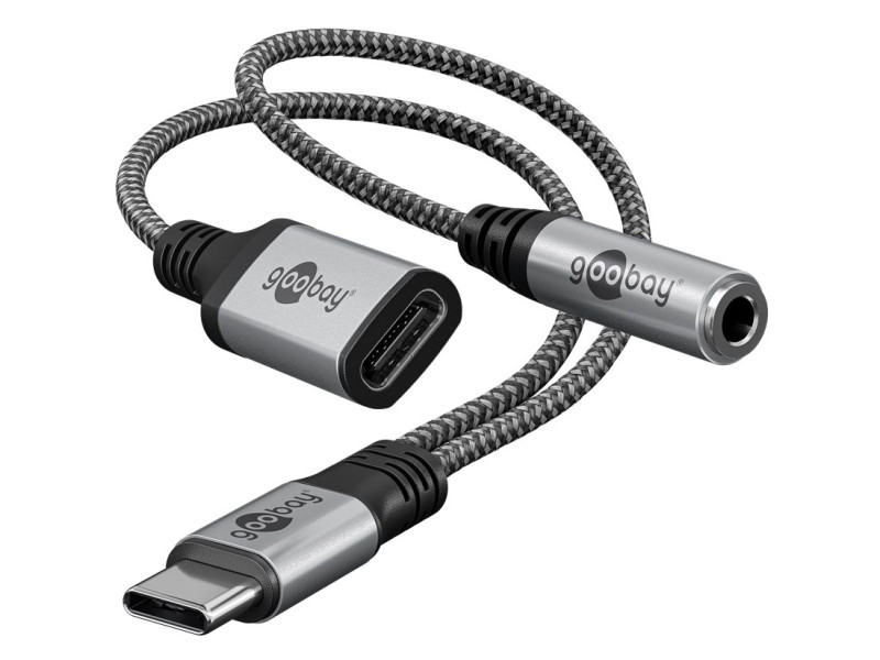 GOOBAY αντάπτορας USB-C σε 3.5mm & USB-C 74524, 60W, 480Mbps, γκρι