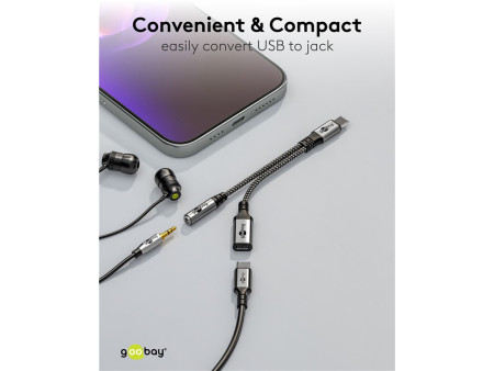 GOOBAY αντάπτορας USB-C σε 3.5mm & USB-C 74524, 60W, 480Mbps, γκρι