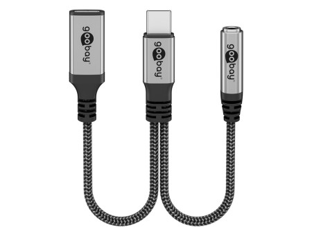 GOOBAY αντάπτορας USB-C σε 3.5mm & USB-C 74524, 60W, 480Mbps, γκρι