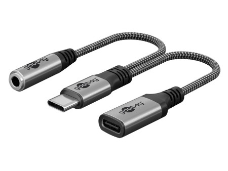 GOOBAY αντάπτορας USB-C σε 3.5mm & USB-C 74524, 60W, 480Mbps, γκρι