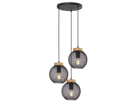 PABLOpendant lamp metal black matt, 3x E27