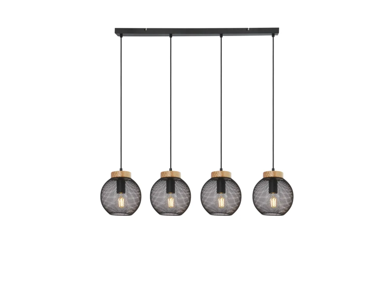 PABLOpendant lamp metal black matt, 4x E27