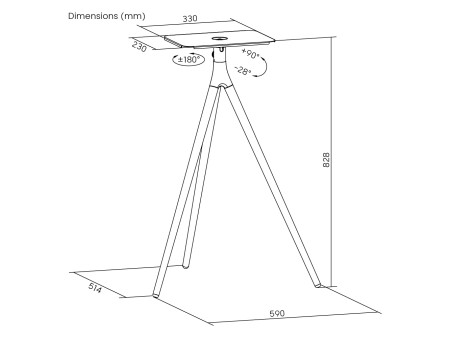 BRATECK βάση projector δαπέδου PRB-24, έως 10kg