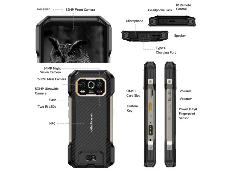 ULEFONE smartphone Armor 27, 6.78", 12/256GB, 10600mAh, IP68/IP69K, μαύρο