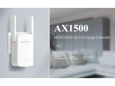 MERCUSYS range extender ME60X, WiFi 6, 1500Mbps AX1500, Ver. 1.0