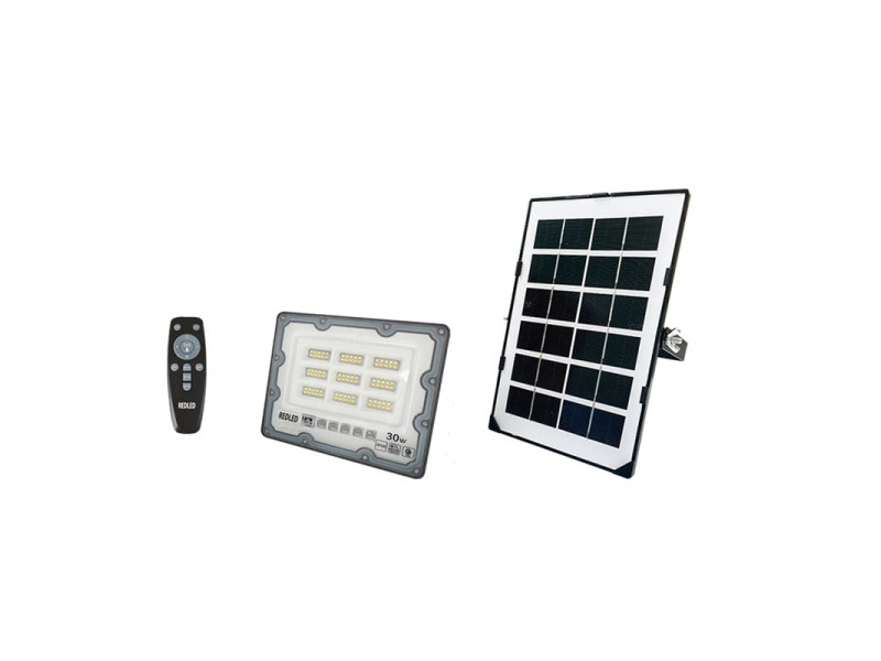 ΠΡΟΒΟΛΕΑΣ SOLAR 30W 3xCCT ΜΕ ΧΕΙΡΙΣΤΗΡΙΟ PANEL 6V/6W | REDPOINT | 29231