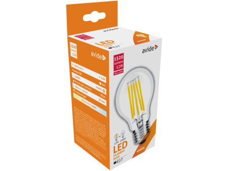 Avide LED Filament Κοινή 12W E27 A65 360° Λευκό 4000K Υψηλής Φωτεινότητας | ATC | 15.001.0154