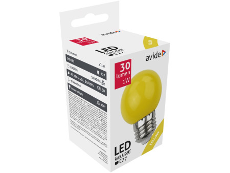 Avide LED Διακοσμητική Λάμπα G45 1W E27 Κίτρινο | ATC | 15.001.0175