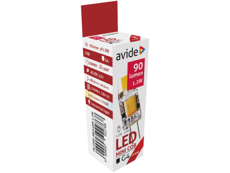 Avide LED G4 1.2W COB Θερμό 2700K | ATC | 15.001.0225