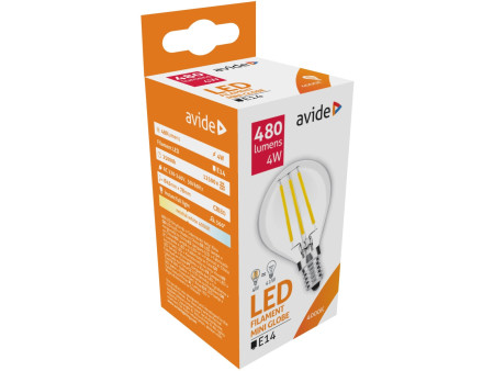 Avide LED Filament Σφαιρική 4W E14 360° Λευκό 4000K | ATC | 15.001.0241