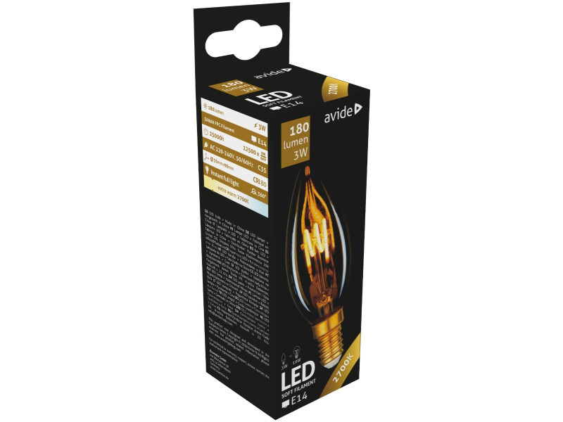 Avide LED Soft Filament Κερί 3W E14 360° Θερμό 2700K | ATC | 15.001.0408