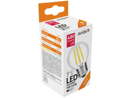 Avide LED Filament Σφαιρική 4W E27 360° Λευκό 4000K | ATC | 15.001.0427