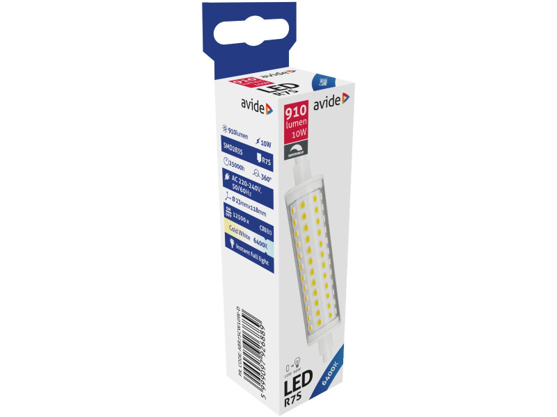 Avide LED R7S 10W 23x118mm Ψυχρό 6400K Ντιμαριζόμενο | ATC | 15.001.0451