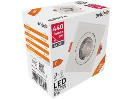 Avide LED Χωνευτό Σπότ 38° Τετράγωνο 5W Λευκό 4000K | ATC | 15.001.0795