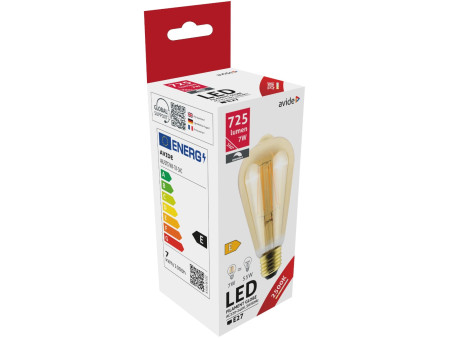 Avide LED Filament ST57 7W E27 360° Θερμό 2500K Ντιμαριζόμενο/Κεχριμπάρι | ATC | 15.001.0802