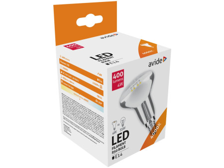 Avide LED Filament R50 4W E14 160° Λευκό 4000K | ATC | 15.001.0928