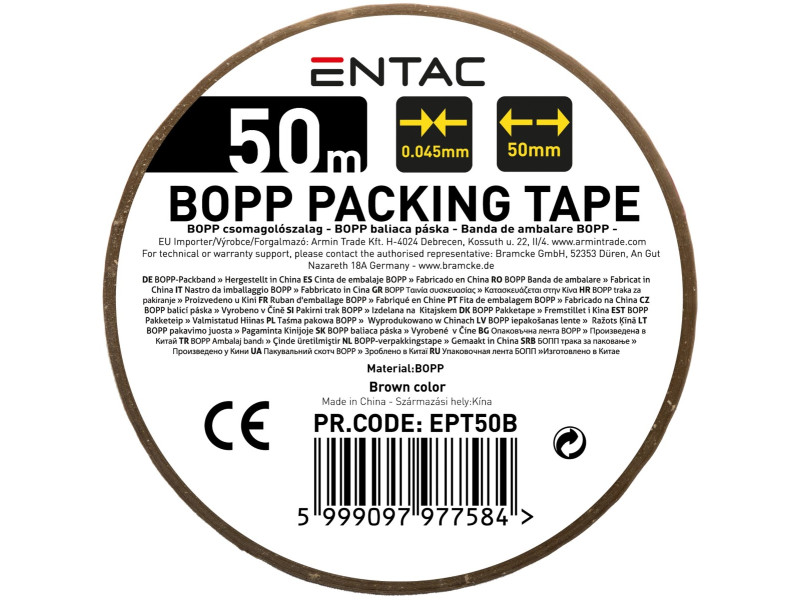 Entac Packing Tape 0.045x50mm Brown 50m | ATC | 15.006.0129