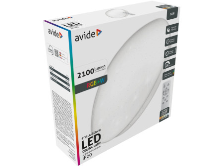 Avide LED Μοντέρνα Πλαφονιέρα Οροφής Stella 24W RGB+W με Τηλεχειριστήριο | ATC | 15.001.0969