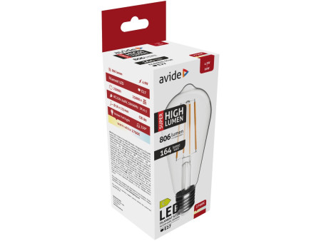 Avide LED Filament ST58 4.9W E27 Θερμό 2700K Super Υψηλής Φωτεινότητας | ATC | 15.001.1925