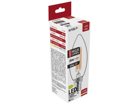 Avide LED Filament Κερί 4.9W E14 Θερμό 2700K Super Υψηλής Φωτεινότητας | ATC | 15.001.1926